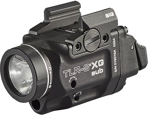 Streamlight 69437 TLR-8 X G sub 500-Lumen Rail-Mounted Tactical Weapon Light with Integrated Green Aiming Laser Exclusively for Sig Sauer P365/XL Closed Rail Systems Only, Black