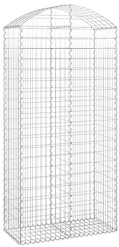 vidaXL Gabione mit Hochbogen 100x50x200/220 cm Verzinktes Eisen