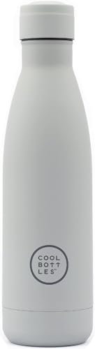 Cool Bottles - Botella de Agua de Acero Inoxidable - 350 ml - Pastel Grey - 25,10 x 7 cm - Botella Térmica Hermética - Bebidas frías 36 horas y calientes 18 horas - Triple-Cool Technology - Sin BPA