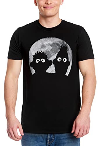 Elbenwald Sesamstraße Ernie & Bert Moonnight T-Shirt schwarz - XL