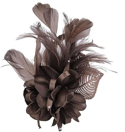 Feder Brosche, Vintage Natürliche Feder Damen Fascinator Hut Feder Haarclip Elegante Ansteckblume Brosche Blume Hutfeder Brosche Anstecknadel Abzeichen für Anzug Hüte zum Hochzeit Bankett Party