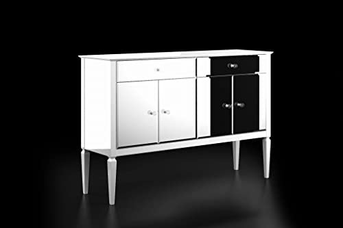 Rom Design Kommode Modena 100x150x45cm - Spiegelkommode - aus Holz - aus Massivholz - Zwei Schubladen – Zwei Schränke - Sideboard Wohnzimmer - Kommode Schlafzimmer - Weiß