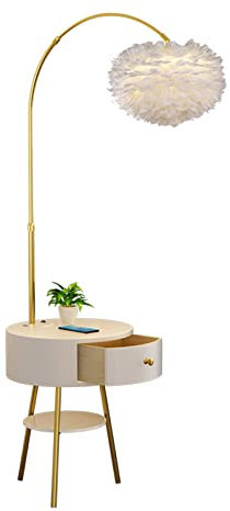 SYALEO Floor Lamp Lampadaire avec Table et Station de Charge sans Fil Chevet Table de Chevet Lampe sur Pied 2 en 1 Table Basse et lampadaire pour Salon Étudier