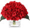 JOJOWOO Künstliche Hortensien Blumen in Vase, Seidenblumen in Vase mit künstlichem Wasser für Heimdekoration im Innenbereich (rot)