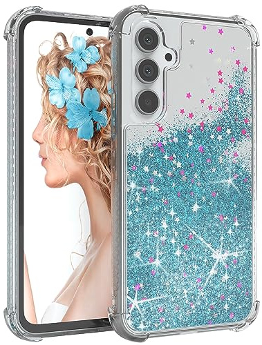 EAZY CASE - Glitzer Hülle - kompatibel mit Samsung Galaxy A54 Silikon Hülle, stoßfestes Abdeckung, Hülle, Innenschutz, Displayschutz, Kameraschutz, Schocksichere Schutzhülle in Glitter Blau