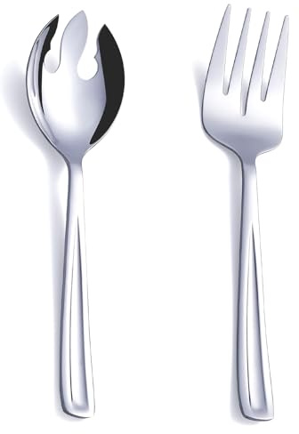 GoGeiLi salladsbestick set, 24 cm rostfritt stål sallad serveringsredskap, 2-delad stor salladssked och gaffel servering, diskmaskinssäker