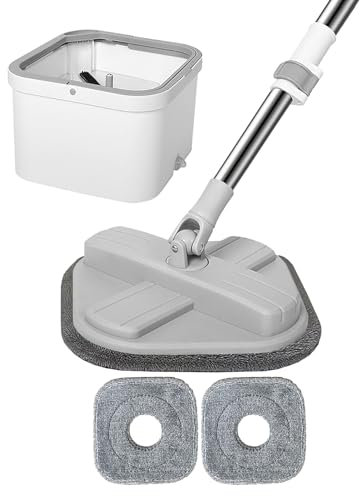 Trapeador y Cubo con Juego de escurridor, trapeador Giratorio de 360 Grados con Cubo para Uso húmedo y seco, trapeador Giratorio Cuadrado de Limpieza Ajustable, trapeador de Piso Plan Manos Libres