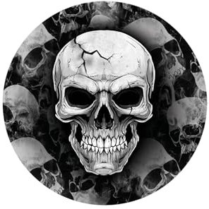 FIESTAS GUIRCA | 6 Assiettes Jetables Tête de Mort (23 cm) - Décoration de Table pour Fêtes d'Halloween Terrifiantes - Idéal pour Événements Effrayants - Gris