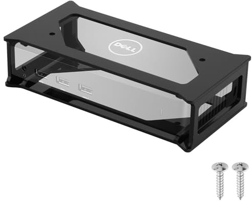 CaSZLUTION Docking Station Mounting Stand for Dell D3100 Dock, Wall Mount and Under Desk Mount Acrylic Storage Holder ONLY Compatible with Dell Docking Station D3100 - (Black Holder Only)