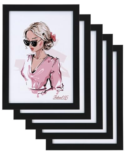 IDEAL TREND 3er 5er Pack Hekla Set Holzrahmen Foto Bilderrahmen Wanddeko Collage Poster Rahmen: Farbe: 5er Pack Schwarz | Format: 29.7x42 A3