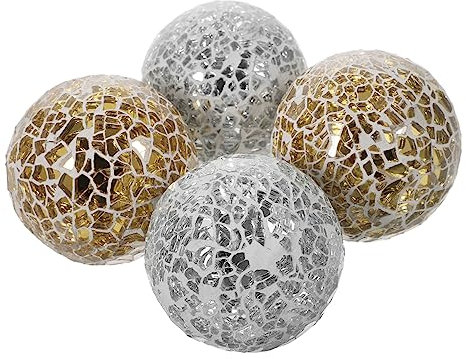FUNOMOCYA Dekoration 4 Stück Mosaik-Kugeln Mosaik-Glaskugeln Mosaikkugel basteln Vase Mosaikkugeln für zu Hause Heimkugelball Haushalt Dekorationen Weihnachtskugeln schmücken Tisch Ornament