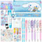 Kawaii Fornitura Scolastica Set,Incluso Penne Rollerball,Cartone Animato Astuccio,Adesivi,Righello,Cordino,Segnalibri,Set Regalo Forniture Scolastiche,Bambini Regali per L'Inizio Della Scuola