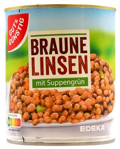 Gut & Günstig Braune Linsen mit Suppengrün, 6er Pack (6 x 530g)
