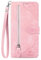 NEXCURIO Custodia a Libro Cover Portafoglio per Samsung Galaxy A55 5G Flip Case in Pelle Fiori Donna con Tasca Zip Porta Carte Laccio Supporto Antiurto - Rosa