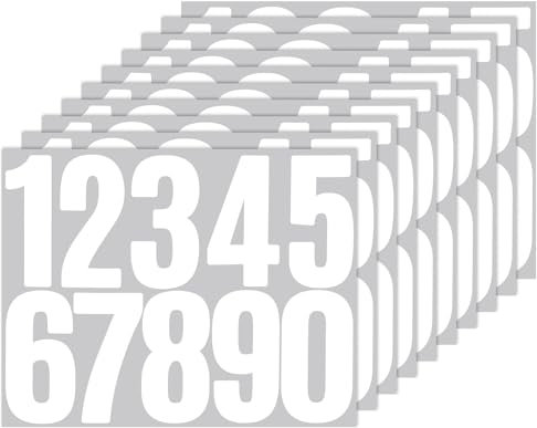 ZEYIYER 10 Blatt Zahlen Aufkleber Weiß 8 cm Zahlen Sticker Zahlen zum Aufkleben Aufkleber Zahlen Selbstklebendes 0–9 Reflektierende Vinyl Nummern Aufkleber für Postkasten, Residenz