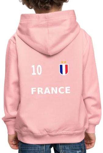 Spreadshirt France Football Maillot de Champion du Monde - 2 étoiles Pull À Capuche Premium Enfant, 152/164 (12-14 Ans), Rose Cristal