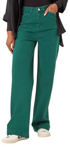 Roman Originals Wide Leg Jeans for Women UK Ladies Denim Trousers Palazzo Pants Jeggings Stretchy Cotton Summer Winter Autumn Spring Smart Office Work Party Flattering Bottoms - Teal - Size 20