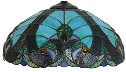 AIBOTY Tiffany Stil Buntglas Lampenschirme Ersatz, nur 16 Zoll breiter handgefertigter Barocklampenschirm passend für Tischleuchte Pendelleuchte Stehlampen Deckenleuchte,Grün