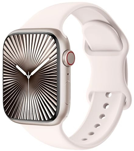 Patented Ersatzarmband Kompatibel mit Sport Apple Watch Armband 40mm 41mm 42mm 38mm, Ersatz armband Silikon Kompatibel mit iWatch SE Series 11 10 9 8 7 6 5 4 3 2 1 Ultra Herren Damen, Blassrosa