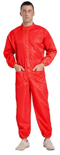 Sywiyi Herren Arbeitsoverall Werkstatt Einteiler Arbeitsanzug Schutzoverall Langarm Overall mit Bündchen Unisex Labor Uniform Arbeitskleidung Orange 5XL