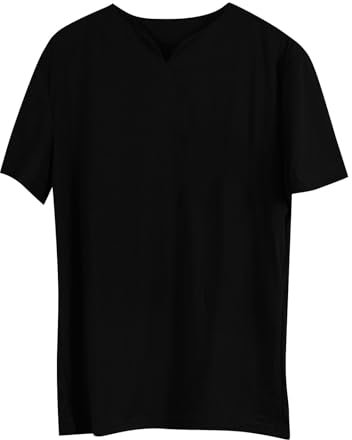 Solides Fitness-T-Shirt für Herren, großes Sport-T-Shirt, elastisches Baumwoll-Kurzarm-Shirt mit V-Ausschnitt F Uhr (Black, XXXXXL)