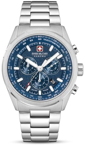 Swiss Military Hanowa Herrenuhr Navalus Pro Chrono mit Edelstahlband Stoppuhr Datum Saphirglas