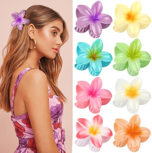 Kavya Mollette Capelli Donna 8 Pezzi, Mollettone Fiore Grande Pinze per Capelli Antiscivolo Fermagli per Capelli Elegante Accessori Capelli Ragazze