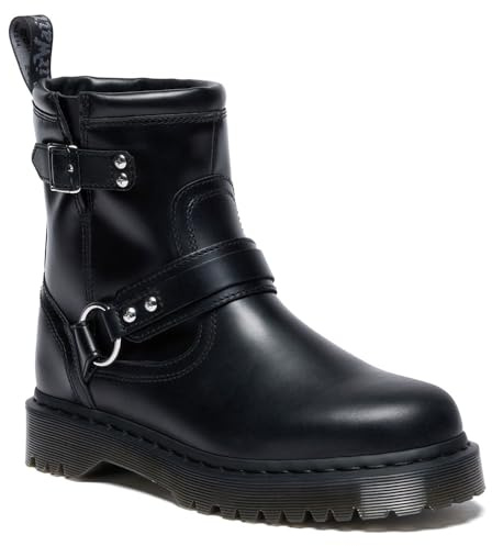 Dr. Martens Unisex-Adult Anistone Harness Motorcycle Boot, Black, 5 Women/4 Men
