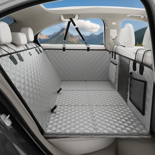 pecute Hundedecke Auto Rückbank mit Harter Unterseite 133 * 62 cm, Autoschondecke Hund Erstklassig Wasserdicht, Feckenabweisend und Leicht zu Reinigen, Für Autos & Kleine SUV bis zu 150 kg