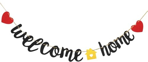 DOPENSPI Vorgefertigt Herzlich Willkommen Girlande Welcome Home Deko | Kein Heimwerken erforderlich, Willkommen Zuhause Banner, Party Dekoration, für Rückkehr, Familienfeiern, Einzug, Schule