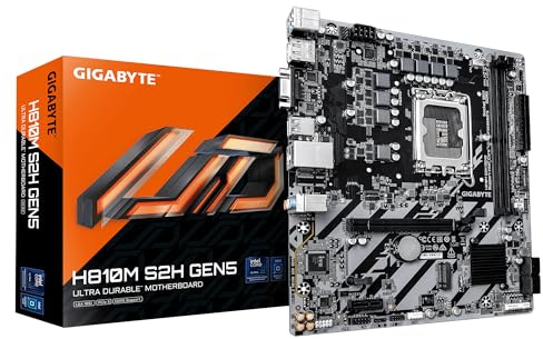 GIGABYTE H810M S2H GEN5 Mainboard – Intel Core Ultra (Serie 2) CPUs, 4+1+2-Phasen-VRM, bis zu 6400 MHz DDR5, 1× PCIe-4.0-M.2, 1-GbE-LAN, USB 3.2 Gen 1