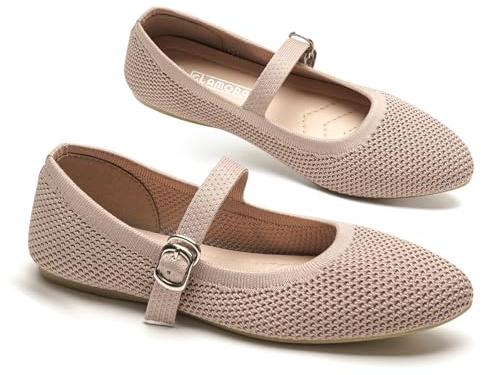 GLAMORA Ballerines Femme Mary Jane Maille Respirante Bride Boucle Décorative Fermeture Rapide Crochet Chaussures Plates Souples Ultra Légères Bout Rond Semelle Antidérapante Flexible Confort