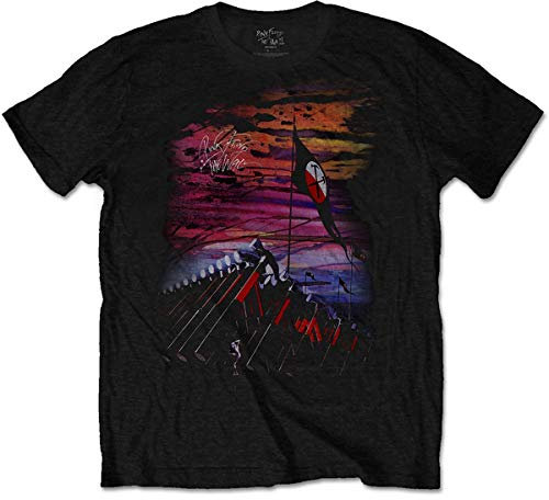 Pink Floyd Men's Wall Flag & Hammers T-Shirt, Black, Large (Size:Large)