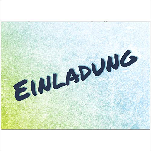 10 x Einladungskarten und 10 Umschläge im Set für jeden Anlass/Neutral Grün Blau/Einladung Geburtstag/Party/Einweihung/Feier/Geburtstagseinladungen Din A6