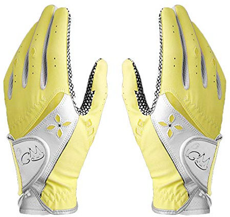 PGM Damen Golfhandschuhe - Verbessertes Griffsystem - Bequeme Luftdurchlässige Handschuhe - Gelb - S