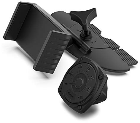 Ringke 2 in 1 CD Slot Car Mount Premium Adjustable Universal Phone Grip with Strong Magnet and Clip Holder for Smartphone, Tablet, and other Handheld Devices - Black