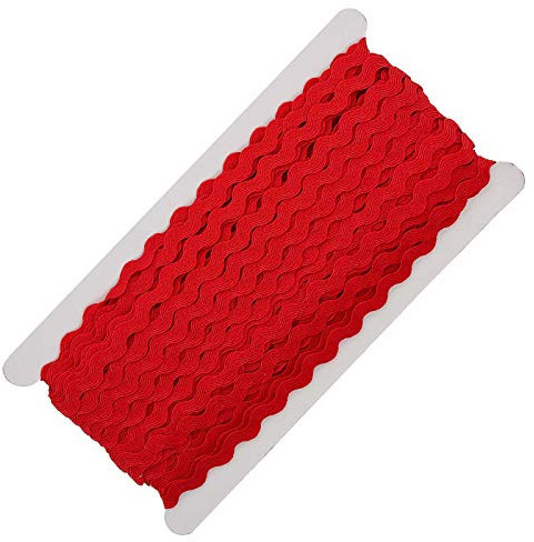 25m Zackenlitze Borte Zick-Zack-Borte auf Karte, 5/9mm breit, Viskose, waschbar, 15 Farben, Farbe:rot