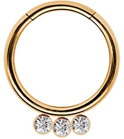 Piercing Smooth Segment Ring Clicker 1,2 mm mit 3 Steinplatten