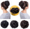 Silk-co Haarteil mit Gummiband, Dutt mit Haaren Gewellt Weich Dutt Haarteil mit Gummiband 35 g, Gelockt Haarverdickung Hair Extensions Messy Bun Hochsteckfrisuren Dunkelbraun