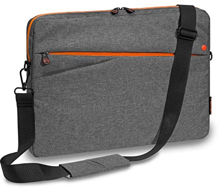 Pedea - Laptoptasche *Fashion* Notebook-Tasche bis 13,3 Zoll - Laptop Umhängetasche mit Schultergurt - Laptophülle grau/orange - Notebooktasche für Damen & Herren