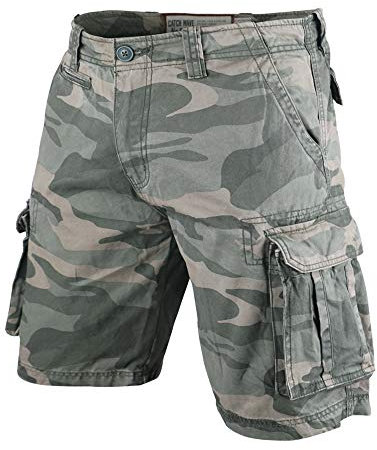 Muscle Alive Herren Cargo Shorts Jahrgang Savage Vintage Kurze Hose Sport Camping Wandern Tarnen Baumwolle Grüne Camouflage 38