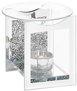 Mirrored Glass Silver Crystal Oil Burner By Lesser & Pavey