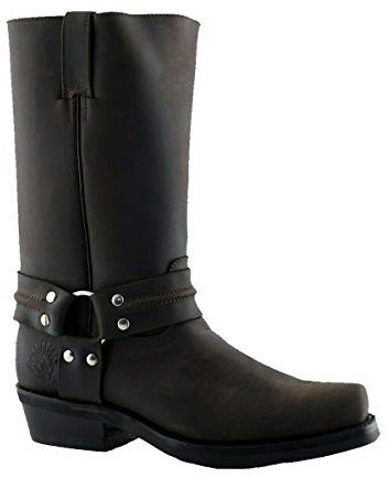 Grinders Renegade Hi Stivali Unisex di Pelle Marrone Stile Motociclista Cowboy 11