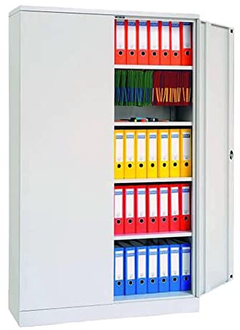 Big Box Aktenschrank Büroschrank Stahlschrank Flügeltürschrank 195x120x42 cm (lichtgrau RAL 7035 / lichtgrau RAL 7035)
