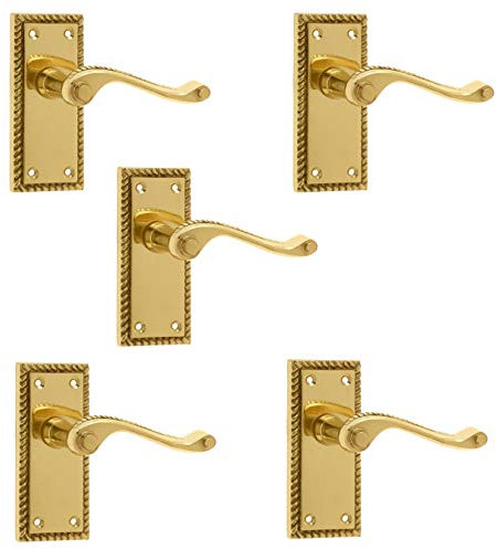 Frelan JG2 Georgian Brass Lever Latch Door Handles 112 x 48mm (5)