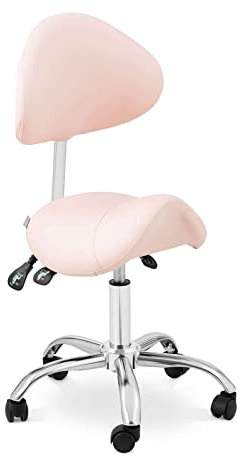 Physa Sattelstuhl rosa/silbern höhenverstellbarer Sattelhocker mit Lehne Rollhocker