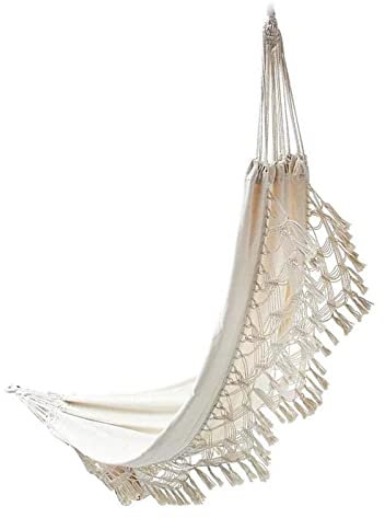 MYSUNBAR Hängematte Boho, Hängematte Makramee Outdoor Baumwolle Hammock,Tragkraft 250 kg, mit Kordel & Aufbewahrungstasche, Hängematte 2 Personen, Outdoor Garten
