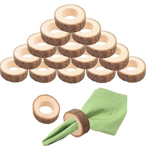 YouYuer Serviettenringe Holz,20PCS Serviettenringe Natur Holz Serviette Ring Serviettenhalter Serviettenschnallen für Hochzeitsfeier Abendessen Jubiläum Tischdekoration Party Bankett Festival
