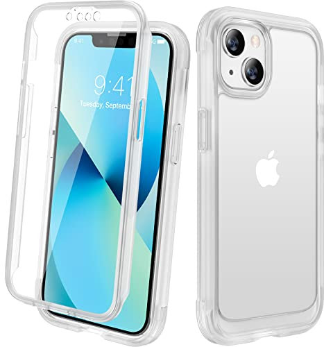 Diaclara Compatible with iPhone 13 Case, 360° Full Body with Built-in Screen Protector Touch Sensitive Shockproof Bumper Case Cover Clear-Back Designed Compatible for iPhone 13 6.1 - Matte Clear