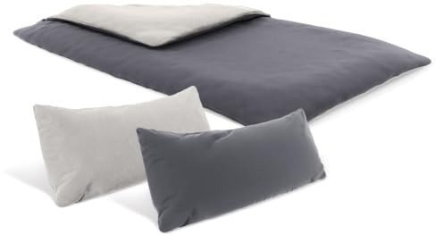 bett1 Bodyguard Flanell-Bettwäsche 200x220 | 2X 40x80 cm | Zweifarbig: Silber & Anthrazit, wendbar, kuschelig weiche Winterbettwäsche, waschbar bei 60 °C, atmungsaktiv, 100 % Baumwolle